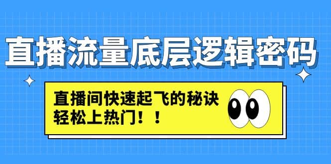 直播流量底层逻辑密码:直播间快速起飞的秘诀,轻松上热门网赚项目-副业赚钱-互联网创业-资源整合众享汇研习社