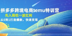 拼多多跨境电商temu特训营：先入局吃一波红利，从0到1打造爆款，快速变现网赚项目-副业赚钱-互联网创业-资源整合众享汇研习社