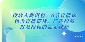 投放人薪资包,6节直播课,包含直播带货、广告投放、以及投标的独家秘籍网赚项目-副业赚钱-互联网创业-资源整合众享汇研习社