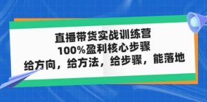 直播带货实战训练营：100%盈利核心步骤，给方向，给方法，给步骤，能落地网赚项目-副业赚钱-互联网创业-资源整合众享汇研习社