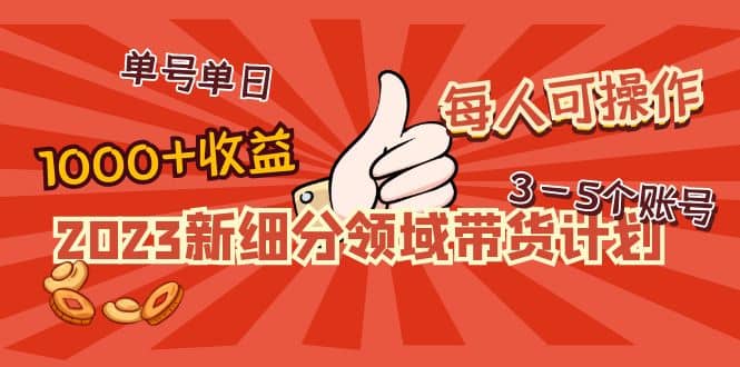 2023新细分领域带货计划:单号单日1000+收益不难,每人可操作3-5个账号网赚项目-副业赚钱-互联网创业-资源整合众享汇研习社