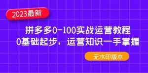 2023拼多多0-100实战运营教程，0基础起步，运营知识一手掌握（无水印）网赚项目-副业赚钱-互联网创业-资源整合众享汇研习社