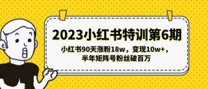 2023小红书特训第6期，小红书90天涨粉18w，变现10w+，半年矩阵号粉丝破百万网赚项目-副业赚钱-互联网创业-资源整合众享汇研习社
