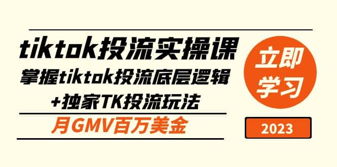 tiktok投流实操课:掌握tiktok投流底层逻辑+独家TK投流玩法网赚项目-副业赚钱-互联网创业-资源整合众享汇研习社