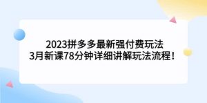 2023拼多多最新强付费玩法，3月新课78分钟详细讲解玩法流程网赚项目-副业赚钱-互联网创业-资源整合众享汇研习社