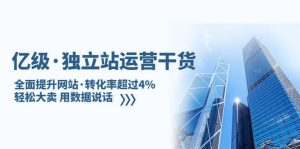 独立站运营干货：全面提升网站·转化率超过4%，轻松大卖 用数据说话网赚项目-副业赚钱-互联网创业-资源整合众享汇研习社
