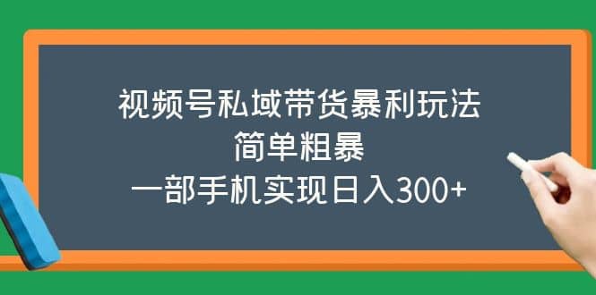 视频号私域带货暴利玩法,简单粗暴网赚项目-副业赚钱-互联网创业-资源整合众享汇研习社