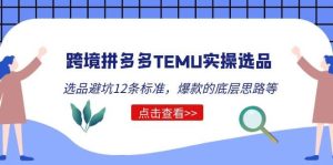 跨境拼多多TEMU实操选品运营方法，选品避坑12条标准，爆款的底层思路等网赚项目-副业赚钱-互联网创业-资源整合众享汇研习社