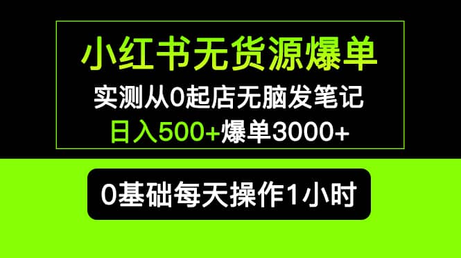 小红书无货源爆单 实测从0起店无脑发笔记爆单3000+长期项目可多店网赚项目-副业赚钱-互联网创业-资源整合众享汇研习社