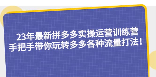 23年最新拼多多实操运营训练营:手把手带你玩转多多各种流量打法!网赚项目-副业赚钱-互联网创业-资源整合众享汇研习社
