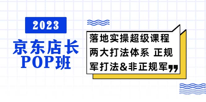2023京东店长·POP班 落地实操超级课程 两大打法体系 正规军&非正规军网赚项目-副业赚钱-互联网创业-资源整合众享汇研习社