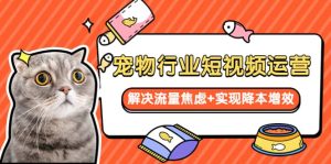 宠物/行业短视频运营 流量增长的一层窗户纸 解决流量焦虑+实现降本增效网赚项目-副业赚钱-互联网创业-资源整合众享汇研习社