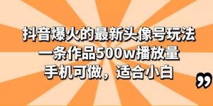 抖音爆火的最新头像号玩法,一条作品500w播放量,手机可做,适合小白网赚项目-副业赚钱-互联网创业-资源整合众享汇研习社