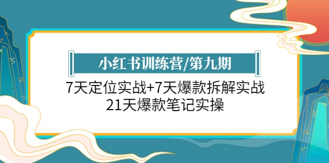 小红书训练营/第九期:7天定位实战+7天爆款拆解实战,21天爆款笔记实操网赚项目-副业赚钱-互联网创业-资源整合众享汇研习社