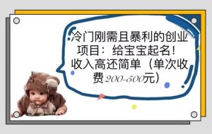 冷门刚需且暴利的创业项目：给宝宝起名！收入高还简单（单次200-500）网赚项目-副业赚钱-互联网创业-资源整合众享汇研习社