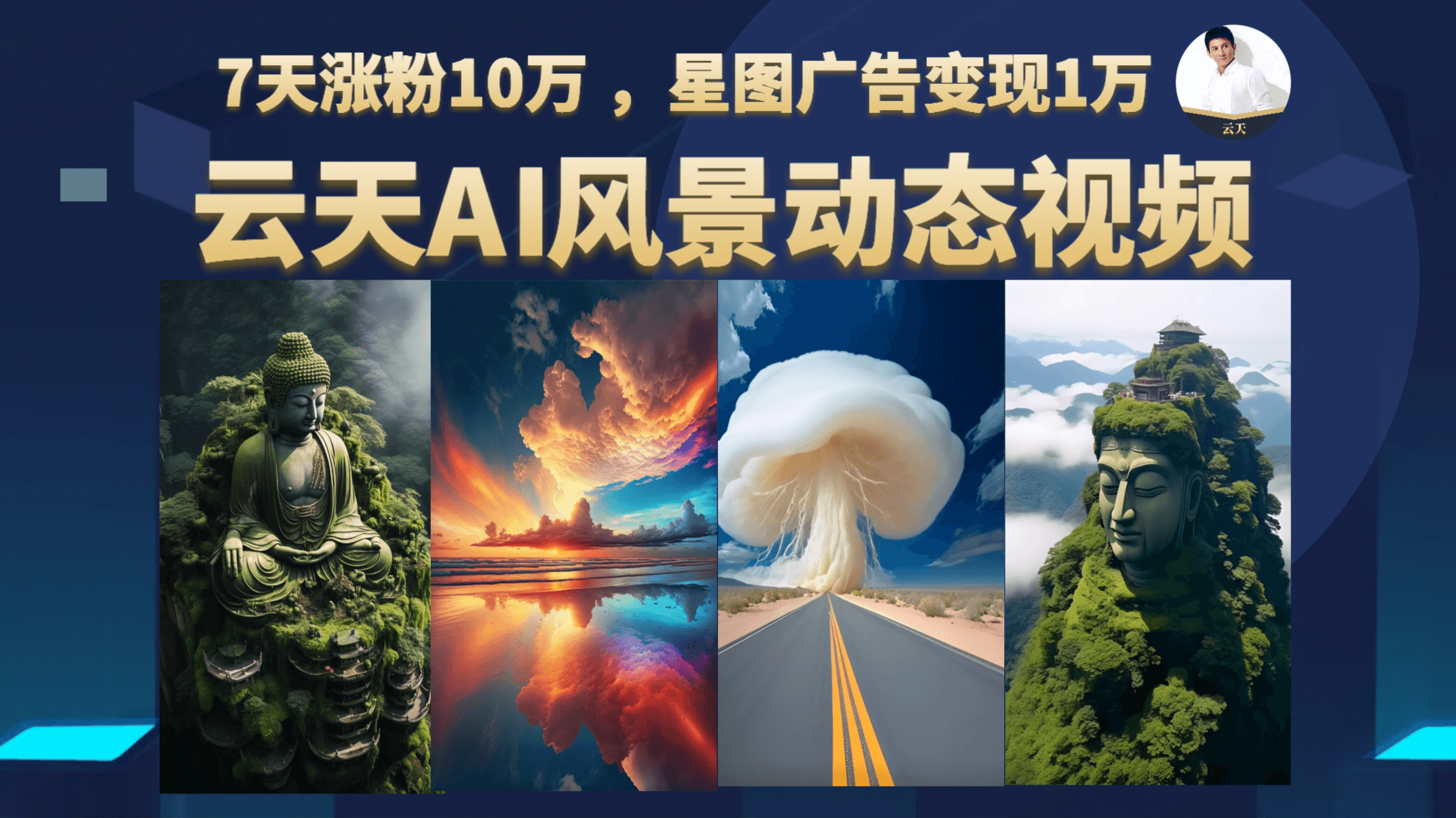 云天AI风景动图视频制作，7天涨粉10万 ，星图广告变现1万网赚项目-副业赚钱-互联网创业-资源整合众享汇研习社