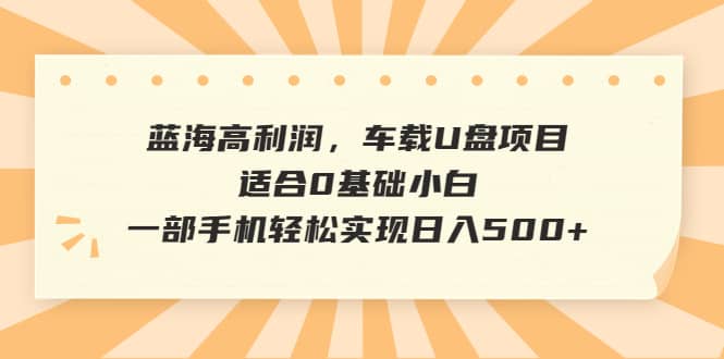 蓝海高利润，车载U盘项目，适合0基础小白，一部手机轻松实现日入500+网赚项目-副业赚钱-互联网创业-资源整合众享汇研习社