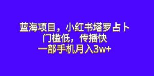蓝海项目,小红书塔罗占卜,门槛低,传播快,一部手机月入3w+网赚项目-副业赚钱-互联网创业-资源整合众享汇研习社