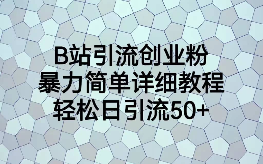 B站引流创业粉,暴力简单详细教程,轻松日引流50+网赚项目-副业赚钱-互联网创业-资源整合众享汇研习社