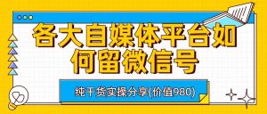 各大自媒体平台如何留微信号，详细实操教学网赚项目-副业赚钱-互联网创业-资源整合众享汇研习社