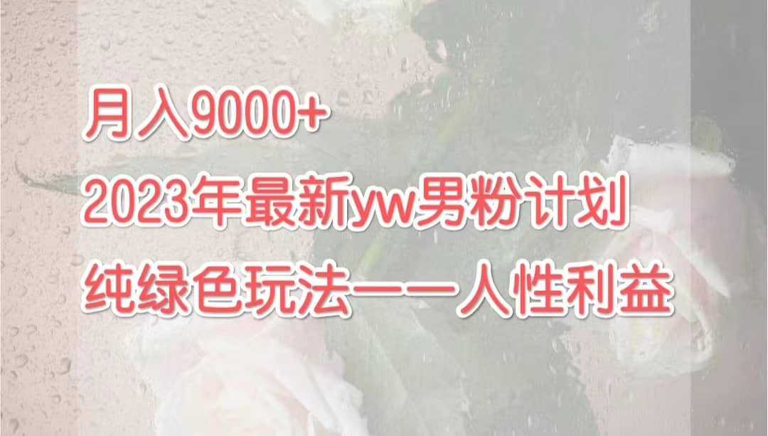 月入9000+2023年9月最新yw男粉计划绿色玩法——人性之利益网赚项目-副业赚钱-互联网创业-资源整合众享汇研习社