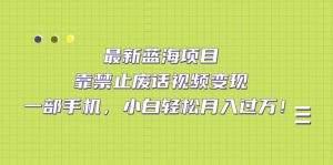最新蓝海项目,靠禁止废话视频变现,一部手机,小白轻松月入过万!网赚项目-副业赚钱-互联网创业-资源整合众享汇研习社