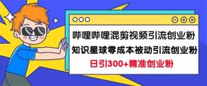 哔哩哔哩混剪视频引流创业粉日引300+知识星球零成本被动引流创业粉一天300+网赚项目-副业赚钱-互联网创业-资源整合众享汇研习社