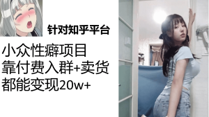 知乎小众性癖项目,Lsp的钱才是最好赚的,付费建群+卖货变现20w网赚项目-副业赚钱-互联网创业-资源整合众享汇研习社