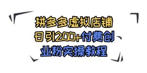 拼多多虚拟店铺日引200+付费创业粉实操教程网赚项目-副业赚钱-互联网创业-资源整合众享汇研习社