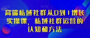 高端 私域社群从0到1增长实战课,私域社群运营的认知和方法(37节课)网赚项目-副业赚钱-互联网创业-资源整合众享汇研习社