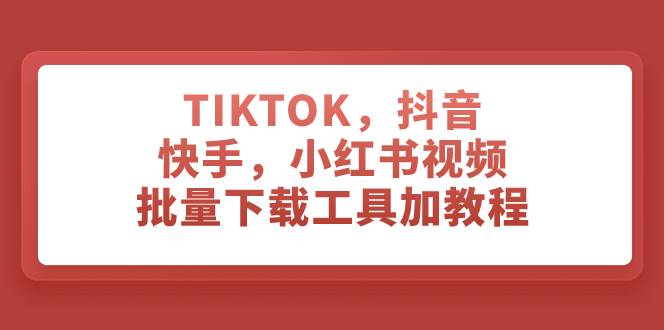 TIKTOK，抖音，快手，小红书视频批量下载工具加教程网赚项目-副业赚钱-互联网创业-资源整合众享汇研习社