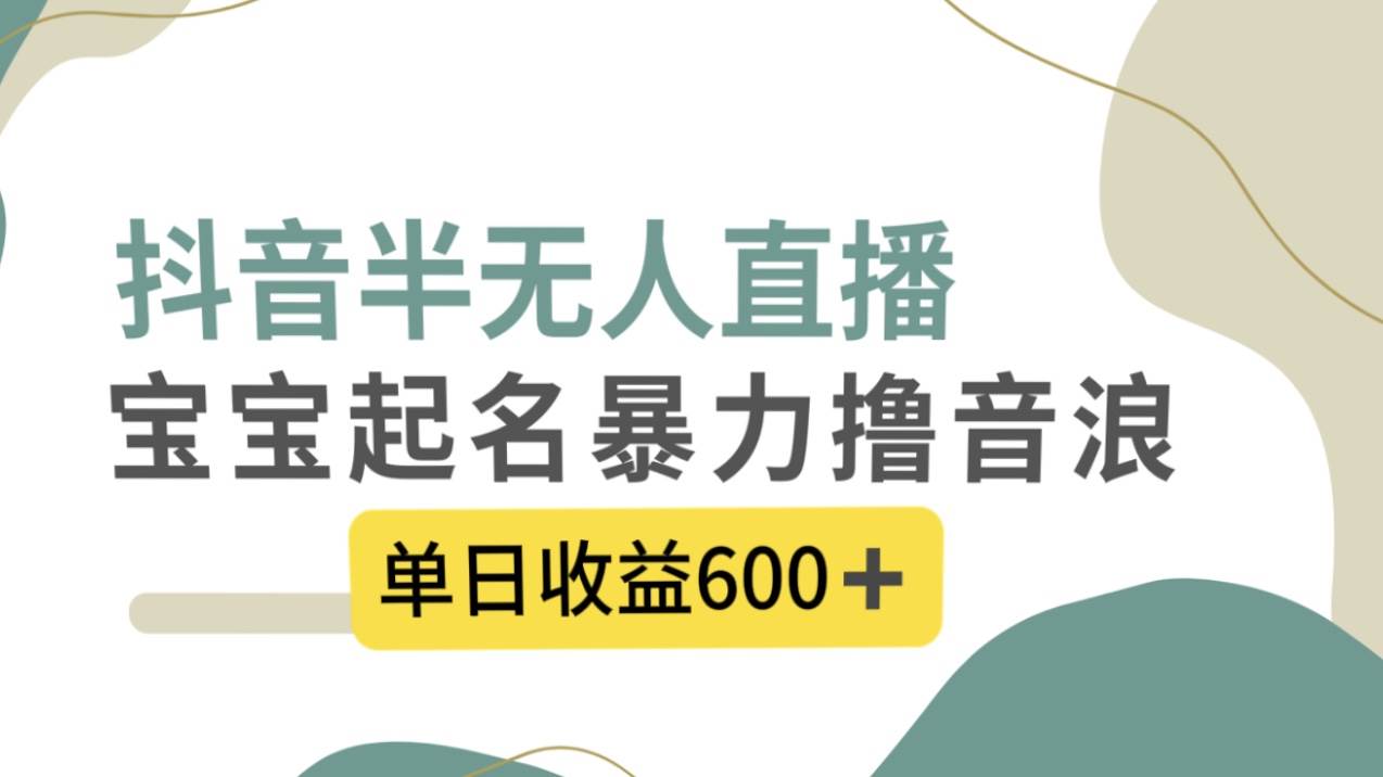 抖音半无人直播，宝宝起名，暴力撸音浪，单日收益600+网赚项目-副业赚钱-互联网创业-资源整合众享汇研习社