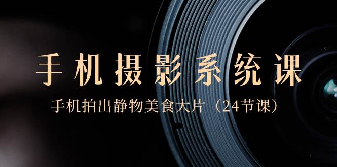 0基础-手机摄影系统课,手机拍出静物美食大片(24节课)网赚项目-副业赚钱-互联网创业-资源整合众享汇研习社