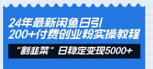 24年最新闲鱼日引200+付费创业粉，割韭菜每天5000+收益实操教程！网赚项目-副业赚钱-互联网创业-资源整合众享汇研习社