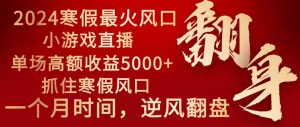 2024年最火寒假风口项目 小游戏直播 单场收益5000+抓住风口 一个月直接提车网赚项目-副业赚钱-互联网创业-资源整合众享汇研习社