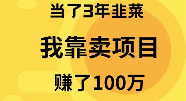 当了3年韭菜，我靠卖项目赚了100万网赚项目-副业赚钱-互联网创业-资源整合众享汇研习社