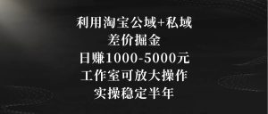 利用淘宝公域+私域差价掘金,日赚1000-5000元,工作室可放大操作,实操…网赚项目-副业赚钱-互联网创业-资源整合众享汇研习社