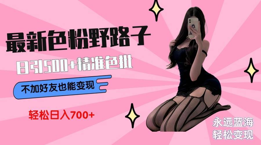 最新色粉变现野路子,日引500+老色批 可不加好友直接变现 小白轻松日入700+网赚项目-副业赚钱-互联网创业-资源整合众享汇研习社