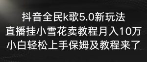 抖音全民k歌5.0新玩法,直播挂小雪花卖教程月入10万,小白轻松上手,保…网赚项目-副业赚钱-互联网创业-资源整合众享汇研习社