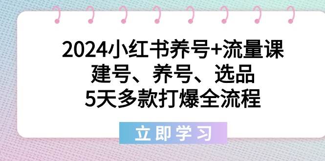 2024小红书养号+流量课：建号、养号、选品，5天多款打爆全流程网赚项目-副业赚钱-互联网创业-资源整合众享汇研习社