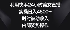 利用快手24小时美女直播,实操日入4500+,时时被动收入,内部姿势操作网赚项目-副业赚钱-互联网创业-资源整合众享汇研习社