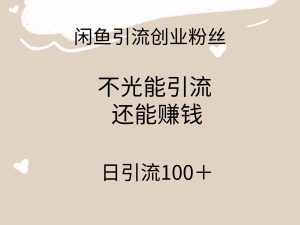 闲鱼精准引流创业粉丝，日引流100＋，引流过程还能赚钱网赚项目-副业赚钱-互联网创业-资源整合众享汇研习社