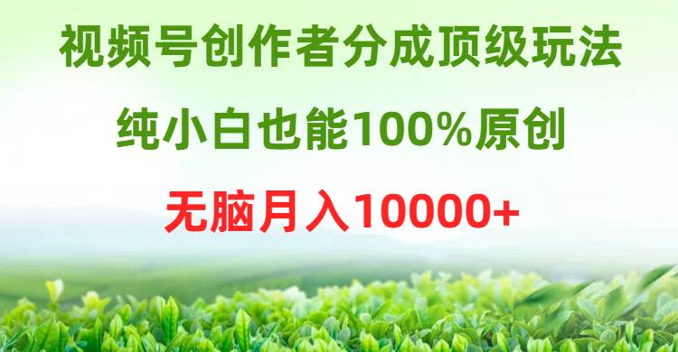 视频号创作者分成顶级玩法，纯小白也能100%原创，无脑月入10000+网赚项目-副业赚钱-互联网创业-资源整合众享汇研习社