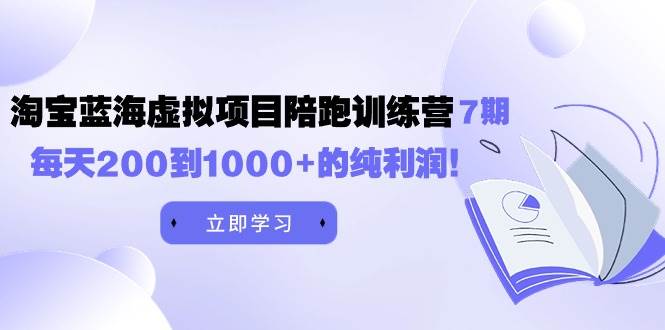 黄岛主《淘宝蓝海虚拟项目陪跑训练营7期》每天200到1000+的纯利润网赚项目-副业赚钱-互联网创业-资源整合众享汇研习社