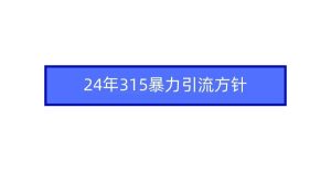 2024年315暴力引流方针网赚项目-副业赚钱-互联网创业-资源整合众享汇研习社