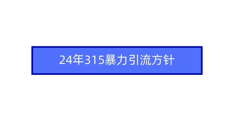 2024年315暴力引流方针网赚项目-副业赚钱-互联网创业-资源整合众享汇研习社