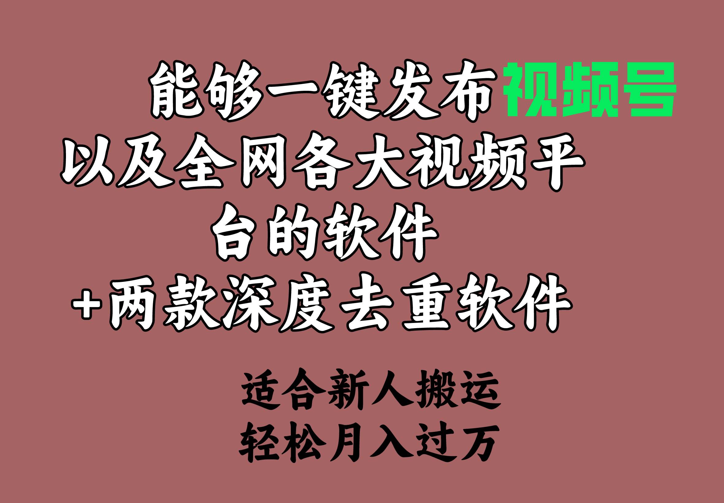 能够一键发布视频号以及全网各大视频平台的软件+两款深度去重软件 适合…网赚项目-副业赚钱-互联网创业-资源整合众享汇研习社
