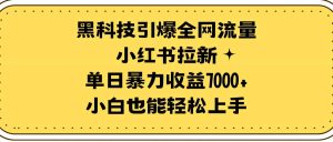 黑科技引爆全网流量小红书拉新,单日暴力收益7000+,小白也能轻松上手网赚项目-副业赚钱-互联网创业-资源整合众享汇研习社