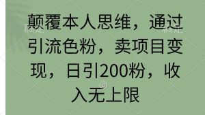颠覆本人思维，通过引流色粉，卖项目变现，日引200粉，收入无上限网赚项目-副业赚钱-互联网创业-资源整合众享汇研习社