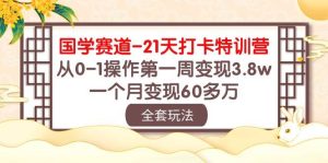 国学 赛道-21天打卡特训营:从0-1操作第一周变现3.8w,一个月变现60多万网赚项目-副业赚钱-互联网创业-资源整合众享汇研习社